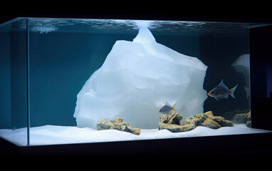 iceberg in fish tank created with Generative AI technology