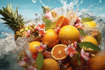 fruit in splash