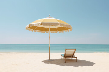 beach chairs and umbrella on the beach