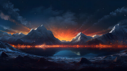 sunset in the mountains