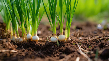 japanese spring onion on ground created with Generative AI technology