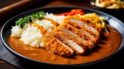 Katsu curry and rice created with Generative AI technology
