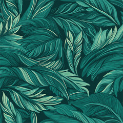 Naklejka na ściany i meble Seamless Colorful Tropical Leaves Pattern.Seamless pattern of Tropical Leaves in colorful style. Add color to your digital project with our pattern!