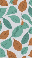 Seamless pattern with leaves created with generative AI