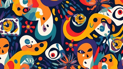 illustration surreal face abstract background in artistic pattern contemporary design, Generative Ai