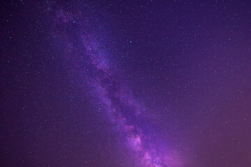Milky Way galaxy in dark purple night sky