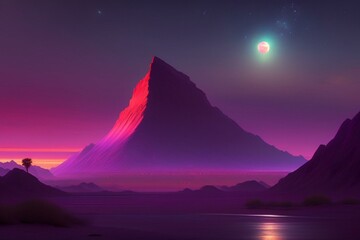 Captivating Landscapes, Glowing Skies Illuminating Majestic Mountains, Inspiring Nature, Sky Photography Generative Ai