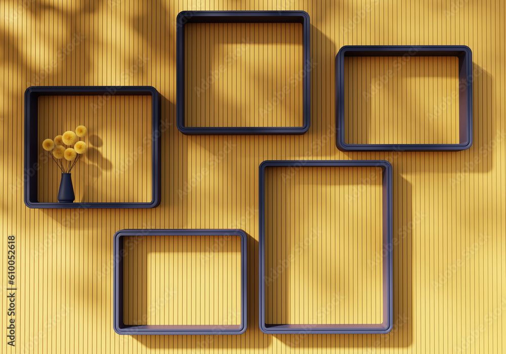 Poster abstract frame shelf showcase for product display 3d rendering background