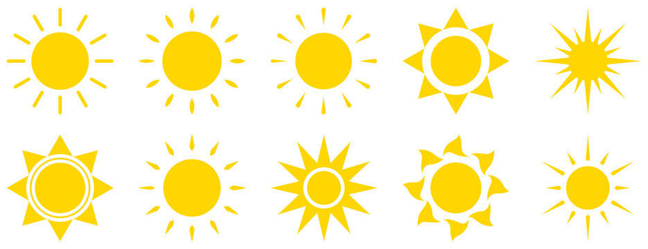 Sun icon set. Summer weather symbol. Design can use for web and mobile app. Vector illustration
