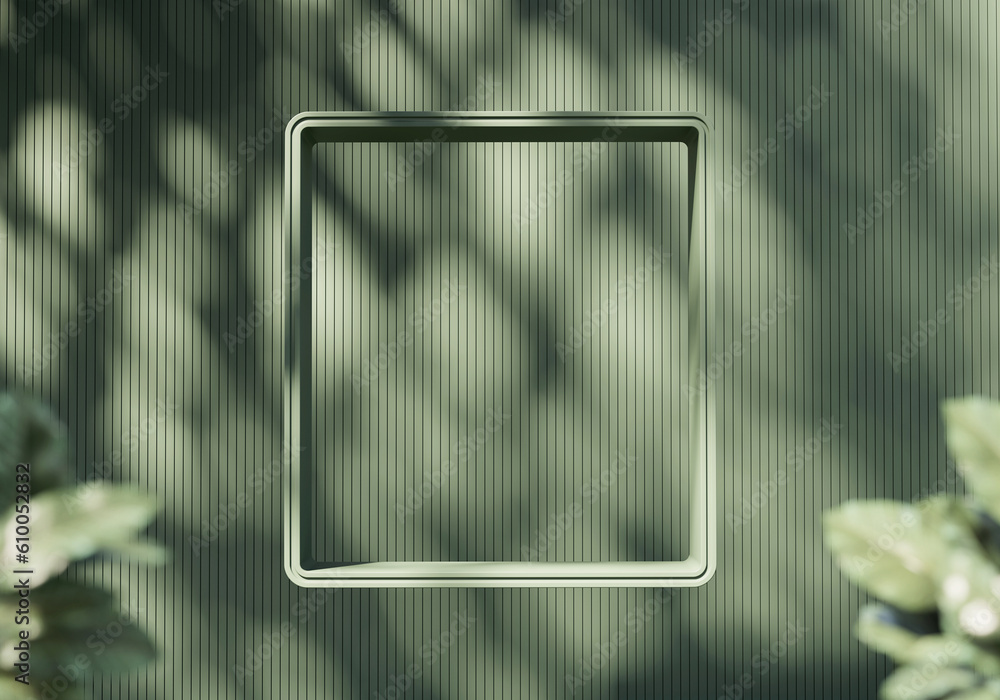 Poster abstract green shelf showcase for product display 3d rendering background