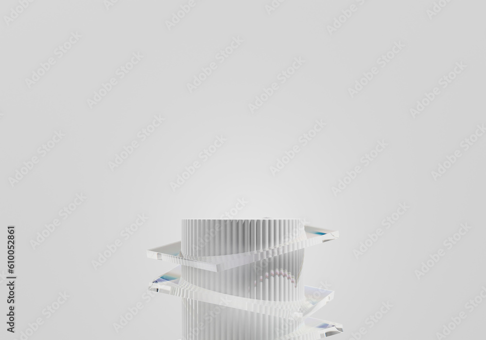 Poster abstract minimal modern white podium platform for product display showcase 3d rendering