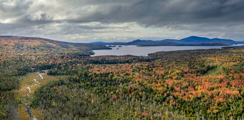 Beautiful fall foliage at Moosehead Lake - Maine