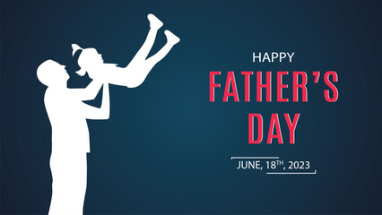Fathers day background with silhouette of father and son