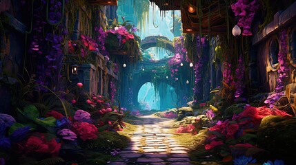 anime illustration scenery background wallpaper, old ancient town city street, Generative Ai