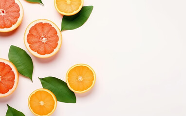 Fototapeta na wymiar Orange grapefruit slices with leaf isolated created with Generative AI technology