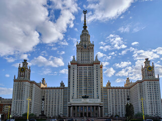 Fototapeta na wymiar Building Moscow State University.Attractions in Moscow, Russia.