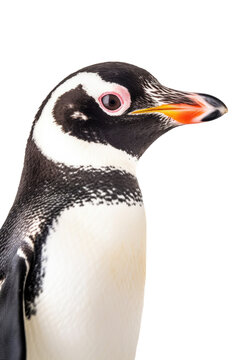 close up of a penguin isolated on a transparent background