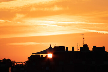 sunset over the city
