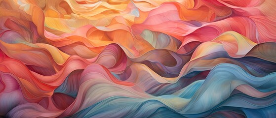A symphony of liquid ribbons intertwining and weaving together, forming an intricate tapestry of color. Gorgeous wallpaper texture. Abstract background. Generative AI.  - obrazy, fototapety, plakaty