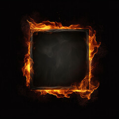 Blazing frame isolated on black background. Generative art