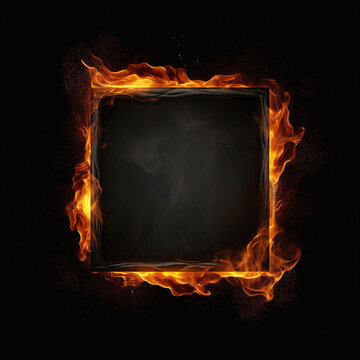 Blazing frame isolated on black background. Generative art
