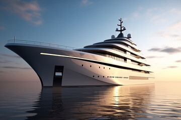 Luxury super yacht in ocean, millionaire and billionaire riches lifestyle