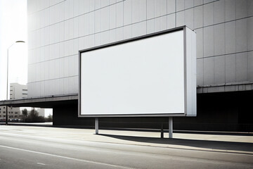 Large blank white billboard outside in city, for product display and advertising mock up