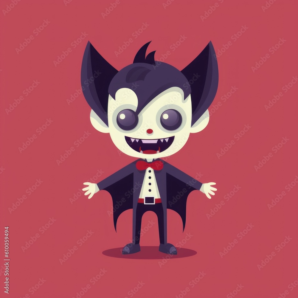 Poster a cartoon vampire in a tuxedo. generative ai image.
