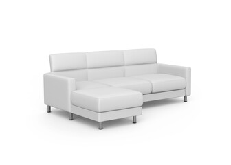 Sofa Couch Divan Isolated White Blank Furniture 3D-Rendering