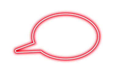 Neon chat bubble png. Glowing red speech bubble on transparent background.