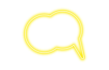 Neon yellow chat bubble png. Glowing speech bubble on transparent background.