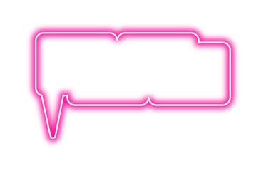 Neon pink chat bubble png. Glowing speech bubble on transparent background.