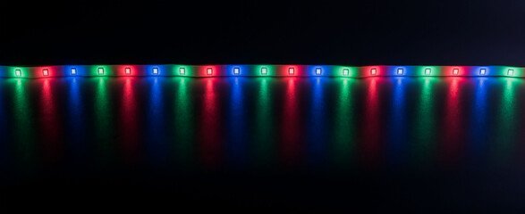 LED strip with multicolored diodes