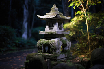 traditional stone lantern created with Generative AI technology
