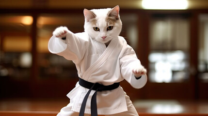 Cat taekwondo created with Generative AI technology