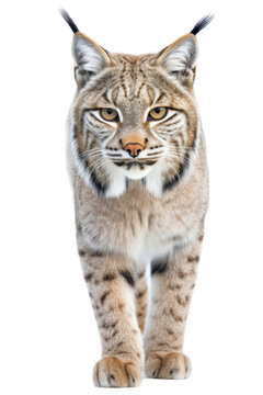 close up of a bobcat isolated on a transparent background