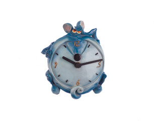 blue kids alarm clock isolated on white background