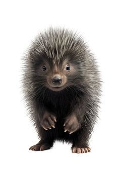 close up of a porcupine isolated on a transparent background