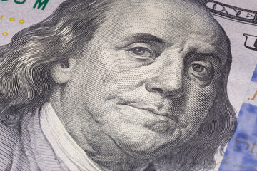 Benjamin Franklin on one hundred US dollars note
