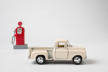 Toy truck with retro gas pump.