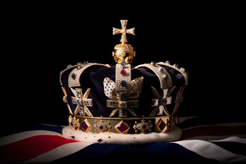Fototapeta na wymiar Crown of King Henry in the Royal Chapel at the Palace London, England, United Kingdom. coronation power gererated ai generative