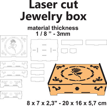 Laser cut Jewelry box gift box vector template woodwork diy crafts