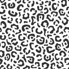 Seamless black and white leopard print. Vector illustration