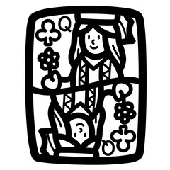 queen of clubs line icon style