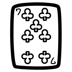 seven of clubs line icon style