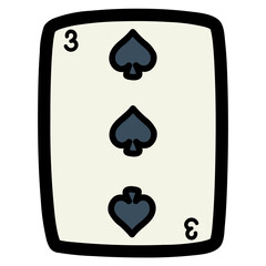 three of spades filled outline icon style