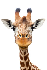 close up of a giraffe isolated on a transparent background