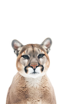 close up of a cougar isolated on a transparent background