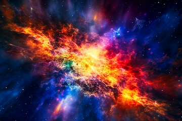 Obraz na płótnie Canvas Graphic representation of a supernova explosion in a distant galaxy. Ai generativ.