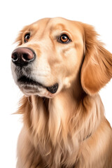 close up of a golden retriever isolated on a transparent background